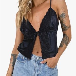 Black Lace Trim Camisole Top